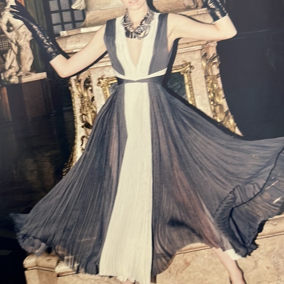 J. MENDEL Cocktail dress in anthracite/ivory silk. - Picture 4 of 16